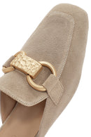 Kadın Bej Süet Deri Terlik | Derimod Kadın Bej Süet Deri Terlik | Derimod