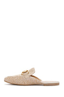 Women's Beige Straw Leather Slippers | Derimod Women's Beige Straw Leather Slippers | Derimod