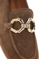 Women's Tan Suede Leather Masculine Loafer | Derimod Women's Tan Suede Leather Masculine Loafer | Derimod