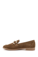 Women's Tan Suede Leather Masculine Loafer | Derimod Women's Tan Suede Leather Masculine Loafer | Derimod