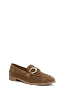 Women's Tan Suede Leather Masculine Loafer | Derimod Women's Tan Suede Leather Masculine Loafer | Derimod