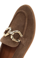 Women's Tan Suede Leather Masculine Loafer | Derimod Women's Tan Suede Leather Masculine Loafer | Derimod