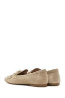 Kadın Bej Püsküllü Süet Deri Maskülen Loafer | Derimod Kadın Bej Püsküllü Süet Deri Maskülen Loafer | Derimod