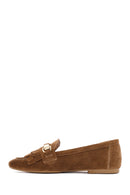 Kadın Taba Püsküllü Süet Deri Maskülen Loafer | Derimod Kadın Taba Püsküllü Süet Deri Maskülen Loafer | Derimod