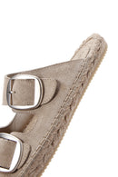 Kadın Gri Çift Tokalı Süet Deri Espadril | Derimod Kadın Gri Çift Tokalı Süet Deri Espadril | Derimod