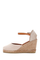 Women's Beige Ankle Strap Wedge Heeled Espadrille | Derimod Women's Beige Ankle Strap Wedge Heeled Espadrille | Derimod