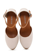 Women's Beige Ankle Strap Wedge Heeled Espadrille | Derimod Women's Beige Ankle Strap Wedge Heeled Espadrille | Derimod