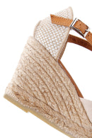 Women's Beige Ankle Strap Wedge Heeled Espadrille | Derimod Women's Beige Ankle Strap Wedge Heeled Espadrille | Derimod