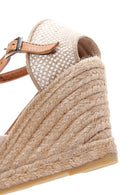 Women's Beige Ankle Strap Wedge Heeled Espadrille | Derimod Women's Beige Ankle Strap Wedge Heeled Espadrille | Derimod