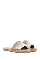 Women's Beige Straw Sole Knitted Espadrille Slippers | Derimod Women's Beige Straw Sole Knitted Espadrille Slippers | Derimod