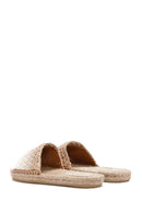Women's Beige Straw Sole Knitted Espadrille Slippers | Derimod Women's Beige Straw Sole Knitted Espadrille Slippers | Derimod