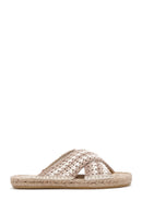 Women's Beige Knitted Espadrille Slippers | Derimod Women's Beige Knitted Espadrille Slippers | Derimod