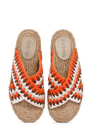 Women's Orange Knitted Espadrille Slippers | Derimod Women's Orange Knitted Espadrille Slippers | Derimod