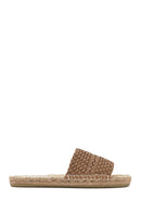 Women's Beige Knitted Leather Espadrille Slippers | Derimod Women's Beige Knitted Leather Espadrille Slippers | Derimod