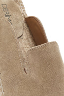 Kadın Bej Süet Deri Espadril Terlik | Derimod Kadın Bej Süet Deri Espadril Terlik | Derimod