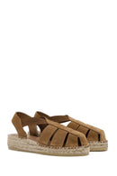 Women's Tan Suede Leather Espadrille | Derimod Women's Tan Suede Leather Espadrille | Derimod
