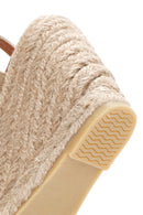 Women's Beige Ankle Strap Wedge Heeled Suede Leather Sandals | Derimod Women's Beige Ankle Strap Wedge Heeled Suede Leather Sandals | Derimod