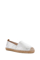 Women's Silver Leather Espadrille | Derimod Women's Silver Leather Espadrille | Derimod