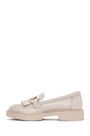 Women's Cream Tassel Leather Casual Loafer | Derimod Women's Cream Tassel Leather Casual Loafer | Derimod