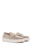 Women's Gray Suede Leather Casual Loafer | Derimod Women's Gray Suede Leather Casual Loafer | Derimod