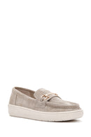 Kadın Gri Süet Deri Casual Loafer | Derimod Kadın Gri Süet Deri Casual Loafer | Derimod