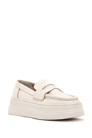 Women's Cream Thick Sole Leather Loafer | Derimod Women's Cream Thick Sole Leather Loafer | Derimod