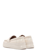Women's Cream Thick Sole Leather Loafer | Derimod Women's Cream Thick Sole Leather Loafer | Derimod