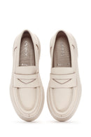 Women's Cream Thick Sole Leather Loafer | Derimod Women's Cream Thick Sole Leather Loafer | Derimod