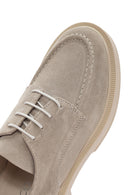 Women's Gray Suede Leather Masculine Shoes | Derimod Women's Gray Suede Leather Masculine Shoes | Derimod