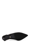Derimod Flex Women's Black Open-Back Heeled Leather Shoes | Derimod Derimod Flex Women's Black Open-Back Heeled Leather Shoes | Derimod