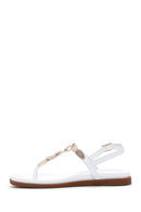 Women's White Ankle Strap Flip Flop Leather Sandals | Derimod Women's White Ankle Strap Flip Flop Leather Sandals | Derimod