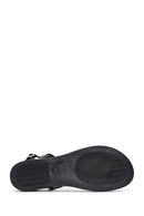 Women's Black Ankle Strap Flip Flop Leather Sandals | Derimod Women's Black Ankle Strap Flip Flop Leather Sandals | Derimod