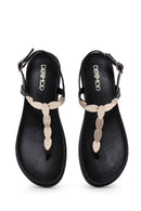 Women's Black Ankle Strap Flip Flop Leather Sandals | Derimod Women's Black Ankle Strap Flip Flop Leather Sandals | Derimod