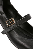 Women's Black Banded Leather Ballerinas | Derimod Women's Black Banded Leather Ballerinas | Derimod