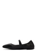 Women's Black Banded Leather Ballerinas | Derimod Women's Black Banded Leather Ballerinas | Derimod
