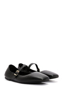 Women's Black Banded Leather Ballerinas | Derimod Women's Black Banded Leather Ballerinas | Derimod