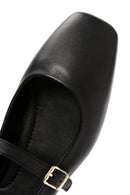 Women's Black Banded Leather Ballerinas | Derimod Women's Black Banded Leather Ballerinas | Derimod