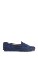 Women's Navy Blue Suede Leather Loafer | Derimod Women's Navy Blue Suede Leather Loafer | Derimod