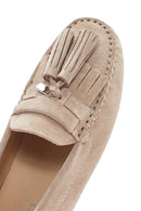 Women's Beige Tassel Detailed Suede Leather Loafer | Derimod Women's Beige Tassel Detailed Suede Leather Loafer | Derimod