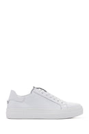 Women's White Lace-Up Leather Sneaker | Derimod Women's White Lace-Up Leather Sneaker | Derimod