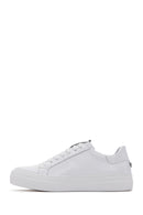 Women's White Lace-Up Leather Sneaker | Derimod Women's White Lace-Up Leather Sneaker | Derimod