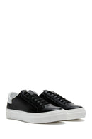 Kadın Siyah Bağcıklı Deri Sneaker | Derimod Kadın Siyah Bağcıklı Deri Sneaker | Derimod