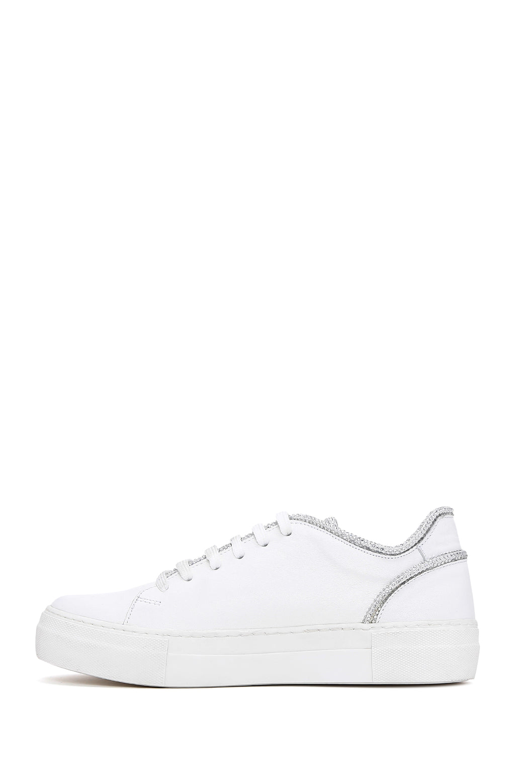 Kadın Beyaz Bağcıklı Deri Sneaker