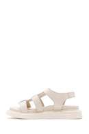 Women's Beige Ankle Strap Leather Comfort Sandals | Derimod Women's Beige Ankle Strap Leather Comfort Sandals | Derimod