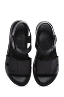 Kadın Siyah Bilekten Bantlı Deri Comfort Sandalet | Derimod Kadın Siyah Bilekten Bantlı Deri Comfort Sandalet | Derimod