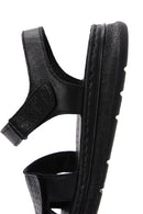 Women's Black Ankle Strap Leather Comfort Sandals | Derimod Women's Black Ankle Strap Leather Comfort Sandals | Derimod