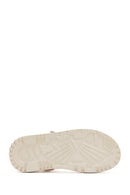 Kadın Bej Bilekten Bantlı Deri Comfort Sandalet | Derimod Kadın Bej Bilekten Bantlı Deri Comfort Sandalet | Derimod