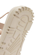 Kadın Bej Bilekten Bantlı Deri Comfort Sandalet | Derimod Kadın Bej Bilekten Bantlı Deri Comfort Sandalet | Derimod