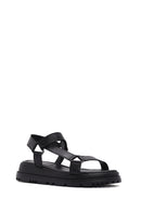 Women's Black Ankle Strap Leather Comfort Sandals | Derimod Women's Black Ankle Strap Leather Comfort Sandals | Derimod