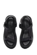 Women's Black Ankle Strap Leather Comfort Sandals | Derimod Women's Black Ankle Strap Leather Comfort Sandals | Derimod
